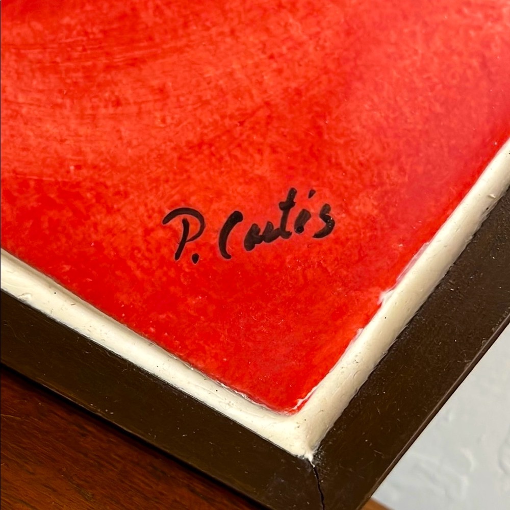 ❤️🕊️”P. Curtis” Signed Handcrafted Dove Tile Wall Art with Red Background❤️🕊️ - Picture 6 of 13